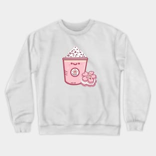 Kawaii Sakura frappuccino drink and macaron design sticker Crewneck Sweatshirt